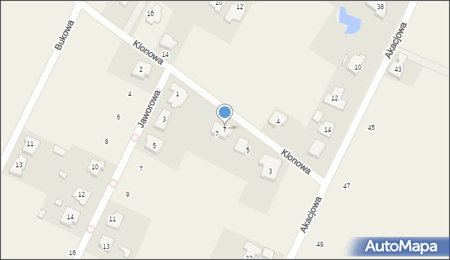 Biestrzyków, Klonowa, 7, mapa Biestrzyków