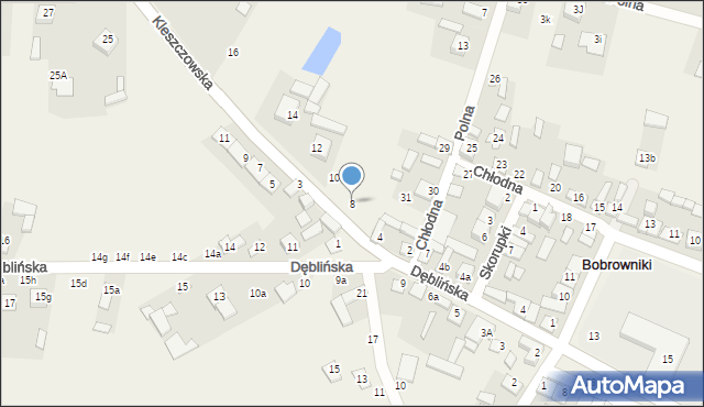 Bobrowniki, Kleszczowska, 8, mapa Bobrowniki