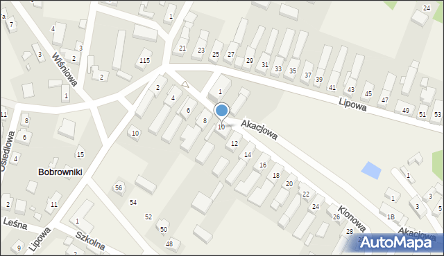 Bobrowniki, Klonowa, 10, mapa Bobrowniki