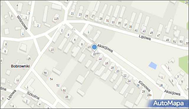 Bobrowniki, Klonowa, 12, mapa Bobrowniki