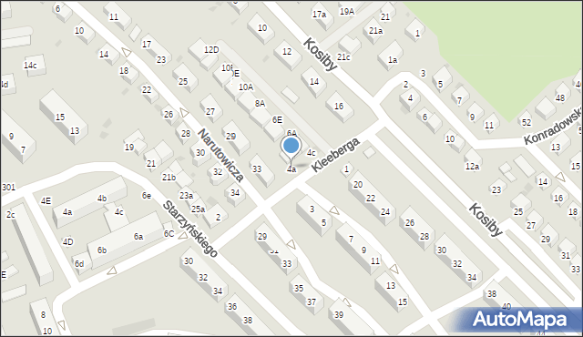 Bolesławiec, Kleeberga Franciszka, gen., 4a, mapa Bolesławca