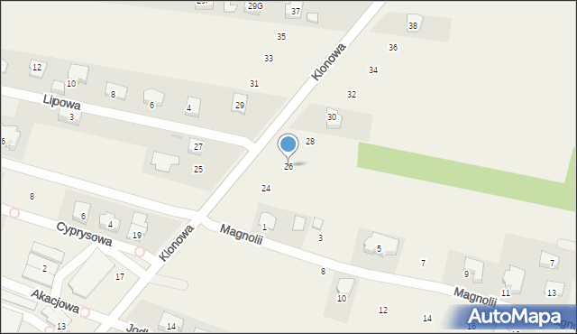 Boża Wola, Klonowa, 26, mapa Boża Wola