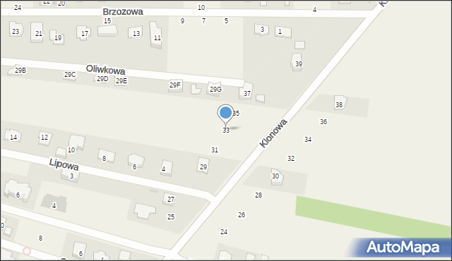 Boża Wola, Klonowa, 33, mapa Boża Wola