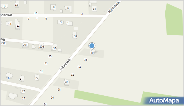 Boża Wola, Klonowa, 38, mapa Boża Wola
