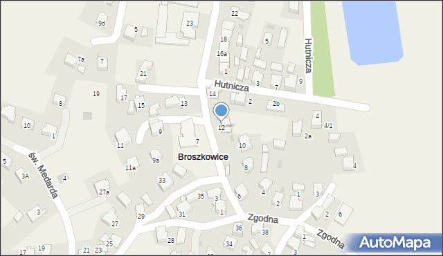 Broszkowice, Klubowa, 12, mapa Broszkowice