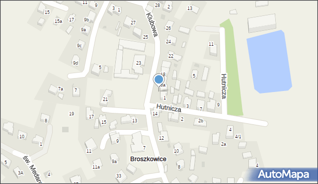 Broszkowice, Klubowa, 16, mapa Broszkowice