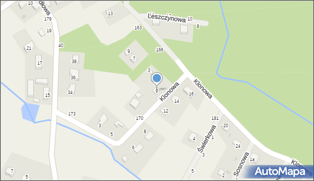 Budczyce, Klonowa, 9, mapa Budczyce