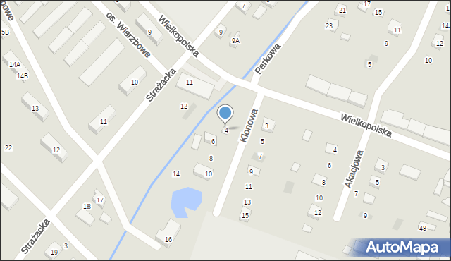 Budzyń, Klonowa, 4, mapa Budzyń