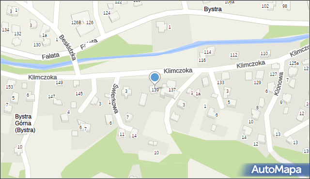 Bystra, Klimczoka, 139, mapa Bystra