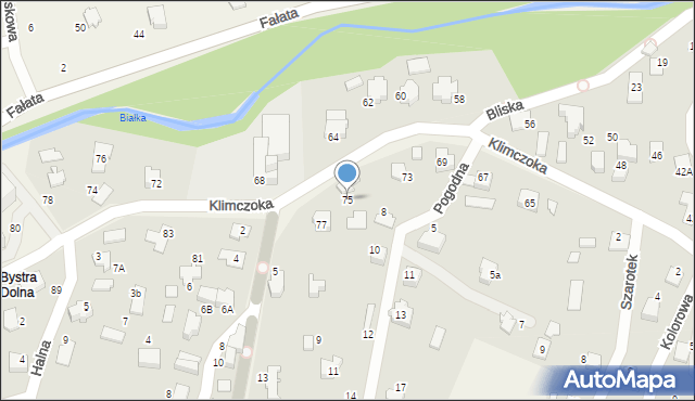 Bystra, Klimczoka, 75, mapa Bystra