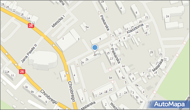 Chojna, Klasztorna, 2d, mapa Chojna