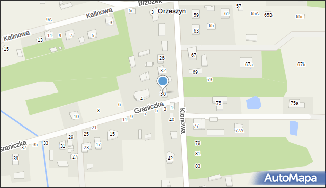 Chojnów, Klonowa, 36, mapa Chojnów