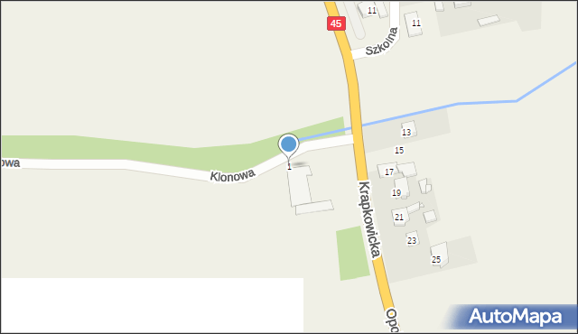 Chrzowice, Klonowa, 1, mapa Chrzowice