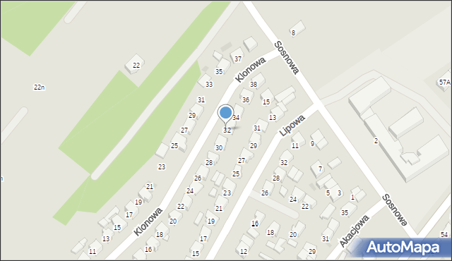 Ciechanowiec, Klonowa, 32, mapa Ciechanowiec