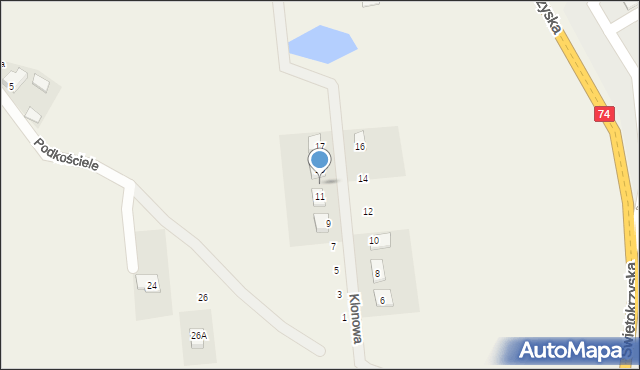 Ćmińsk, Klonowa, 13, mapa Ćmińsk