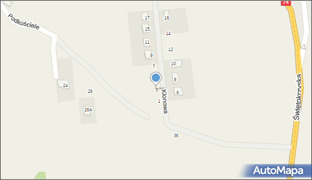 Ćmińsk, Klonowa, 3, mapa Ćmińsk