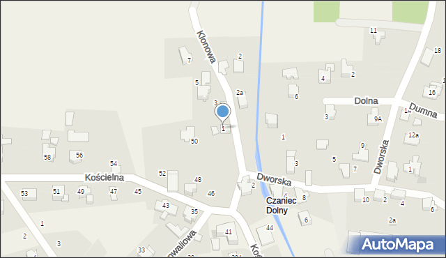 Czaniec, Klonowa, 1, mapa Czaniec