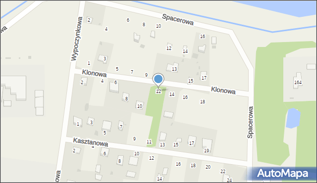 Czarnocin, Klonowa, 12, mapa Czarnocin