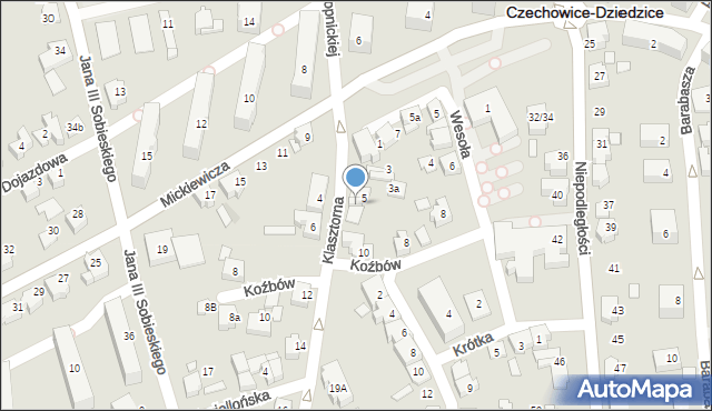 Czechowice-Dziedzice, Klasztorna, 7a, mapa Czechowic-Dziedzic