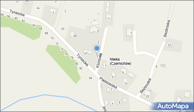 Czernichów, Klonowa, 1, mapa Czernichów