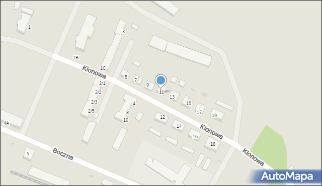 Czerwieńsk, Klonowa, 11, mapa Czerwieńsk