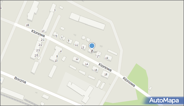 Czerwieńsk, Klonowa, 15a, mapa Czerwieńsk