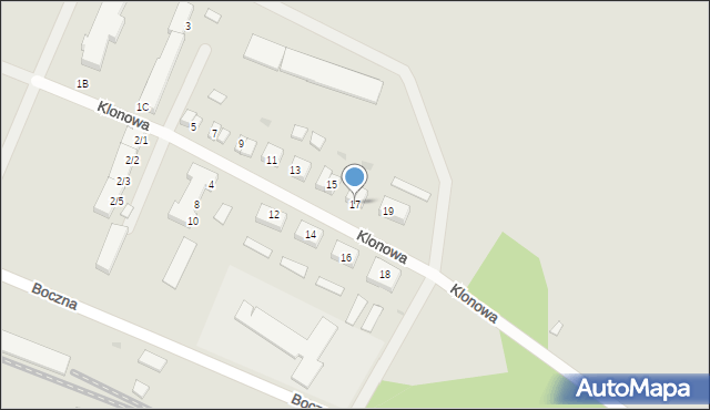 Czerwieńsk, Klonowa, 17, mapa Czerwieńsk