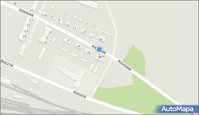 Czerwieńsk, Klonowa, 18, mapa Czerwieńsk