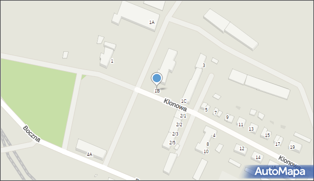Czerwieńsk, Klonowa, 1B, mapa Czerwieńsk