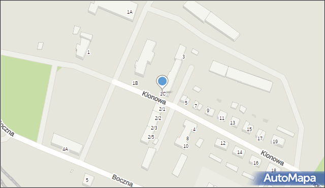 Czerwieńsk, Klonowa, 1C, mapa Czerwieńsk