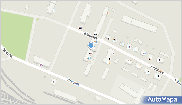 Czerwieńsk, Klonowa, 2/3, mapa Czerwieńsk