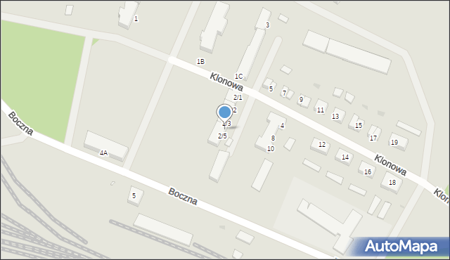 Czerwieńsk, Klonowa, 2/4, mapa Czerwieńsk