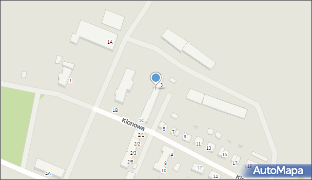 Czerwieńsk, Klonowa, 3A, mapa Czerwieńsk
