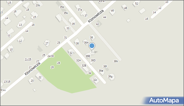 Częstochowa, Klonowicza Szymona, 36C, mapa Częstochowy