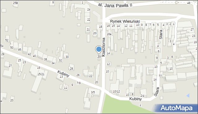 Częstochowa, Klasztorna, 23, mapa Częstochowy