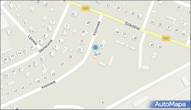 Czyżew, Klonowa, 28, mapa Czyżew