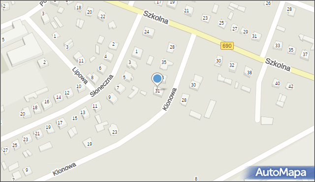 Czyżew, Klonowa, 31, mapa Czyżew