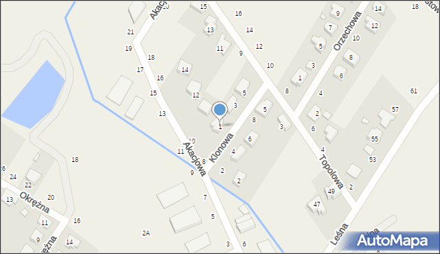 Dąbrowa, Klonowa, 1, mapa Dąbrowa