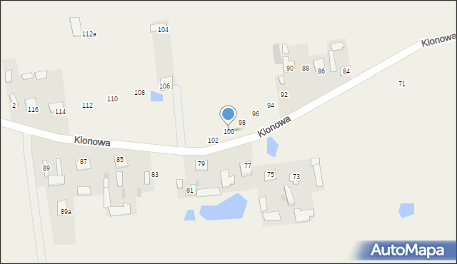 Dąbrówka-Wyłazy, Klonowa, 100, mapa Dąbrówka-Wyłazy
