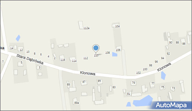 Dąbrówka-Wyłazy, Klonowa, 110, mapa Dąbrówka-Wyłazy