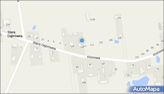 Dąbrówka-Wyłazy, Klonowa, 114, mapa Dąbrówka-Wyłazy