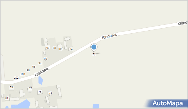 Dąbrówka-Wyłazy, Klonowa, 71, mapa Dąbrówka-Wyłazy