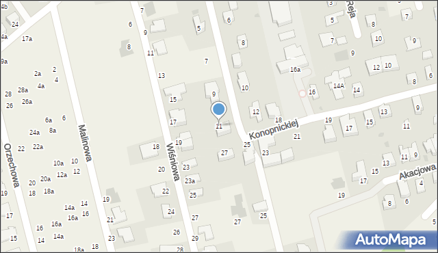 Długołęka, Klonowa, 11, mapa Długołęka