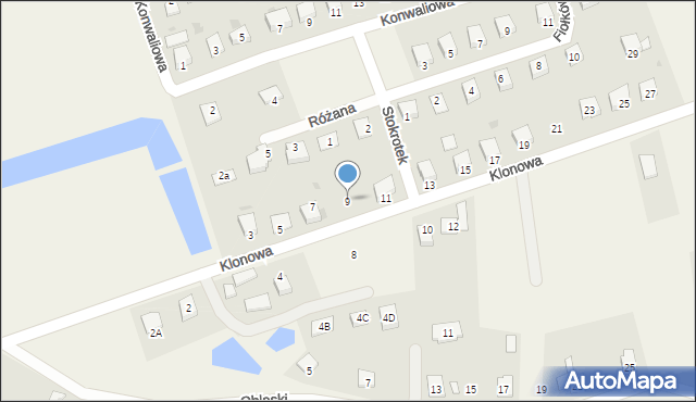 Drogomyśl, Klonowa, 9, mapa Drogomyśl