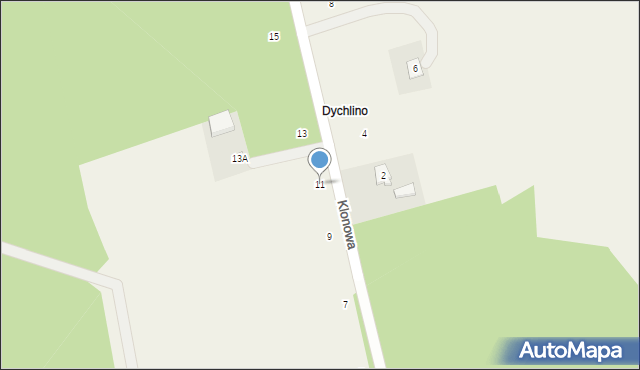 Dychlino, Klonowa, 11, mapa Dychlino