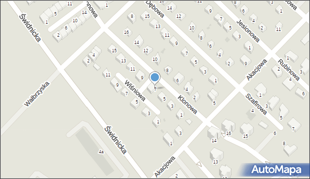 Dzierżoniów, Klonowa, 7, mapa Dzierżoniów