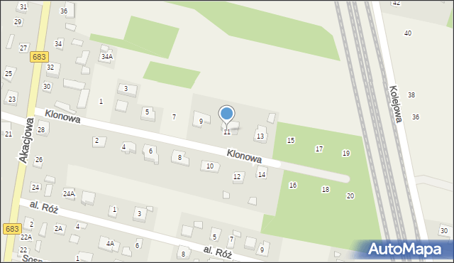 Gabryelin, Klonowa, 11, mapa Gabryelin