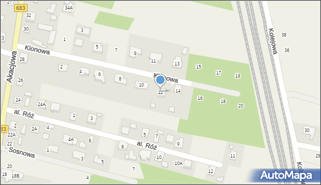 Gabryelin, Klonowa, 12, mapa Gabryelin