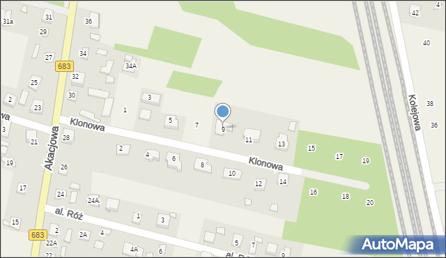 Gabryelin, Klonowa, 9, mapa Gabryelin