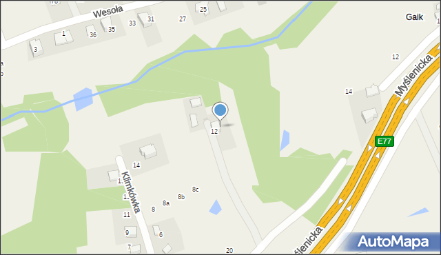 Gaj, Klimkówka, 12a, mapa Gaj